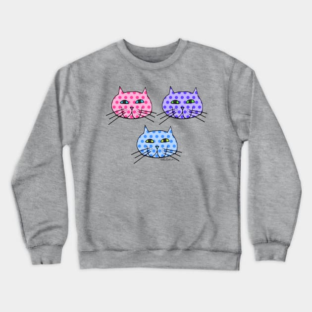 Polka Dot Cats Crewneck Sweatshirt by loeye